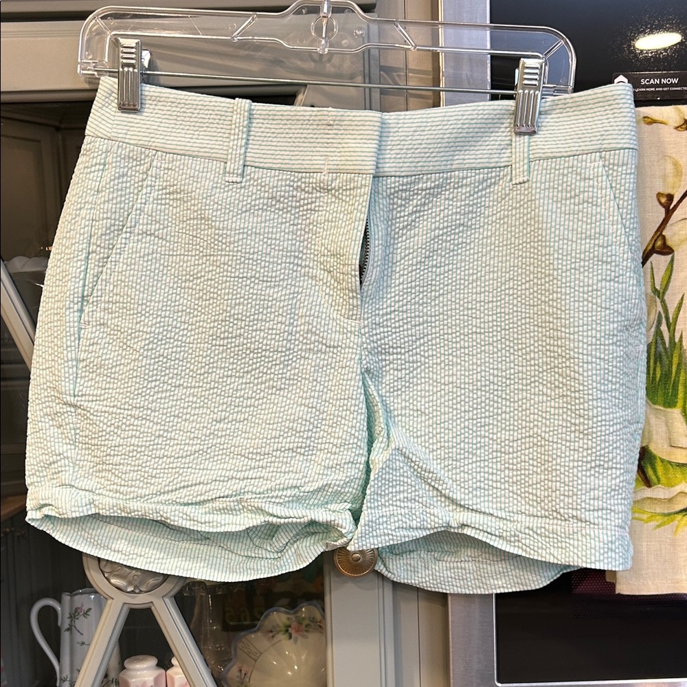 J. Crew Vintage Seersucker Light Green Women's Shorts Size 2 Y2K Preppy Summer